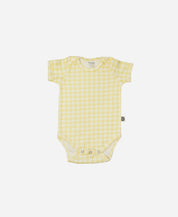 Body de Bebê Manga Curta Unissex | Vichy Amarelo