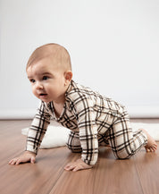 Conjunto Body Manga Longa e Calça Bebê | Xadrez Plaid