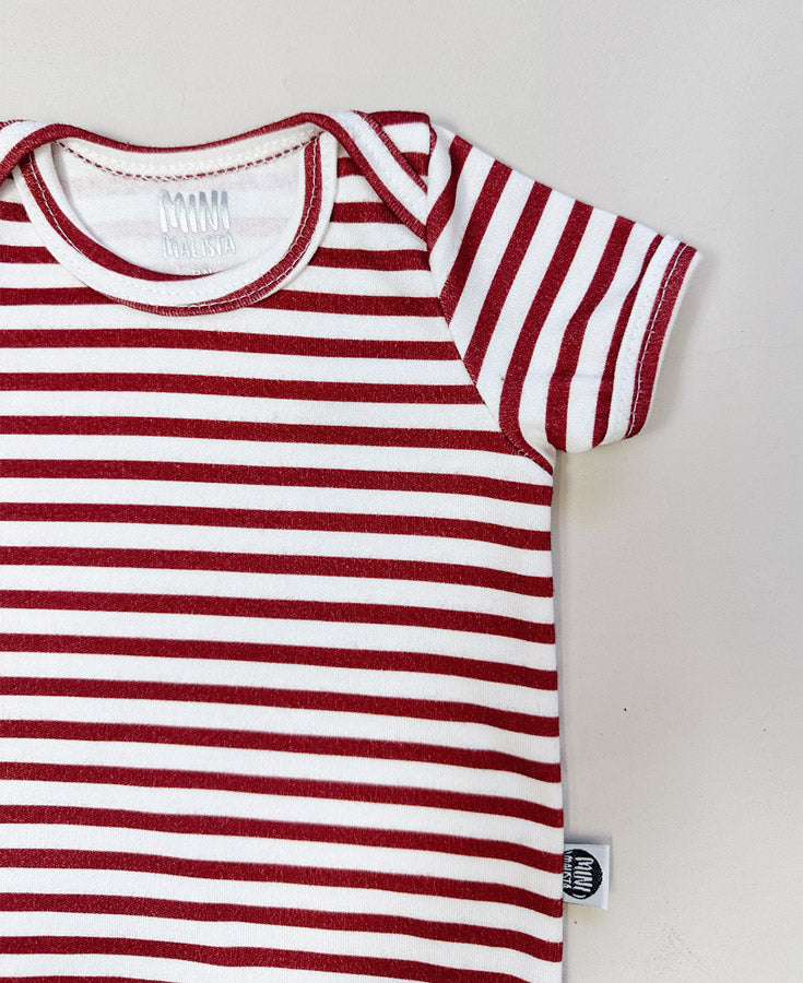 Body de Bebê Manga Curta Unissex | Listrinhas Vermelho