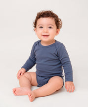 Body de Bebê Manga Longa Unissex | Liso Azul Oxford