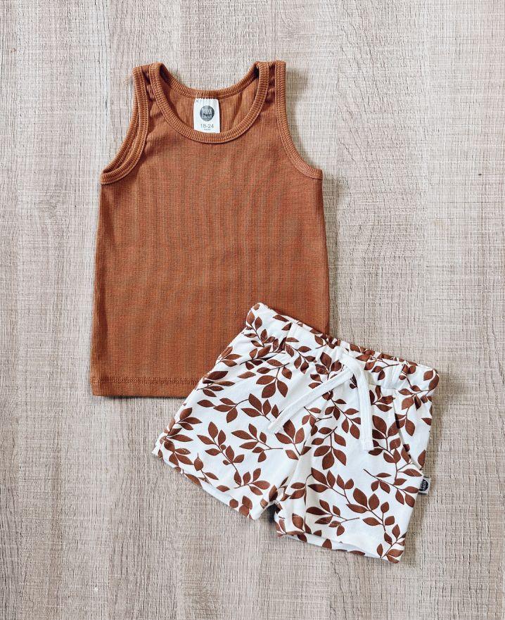 Conjunto Regata Canelada e Bermuda Infantil Unissex | Ginger e Laurel