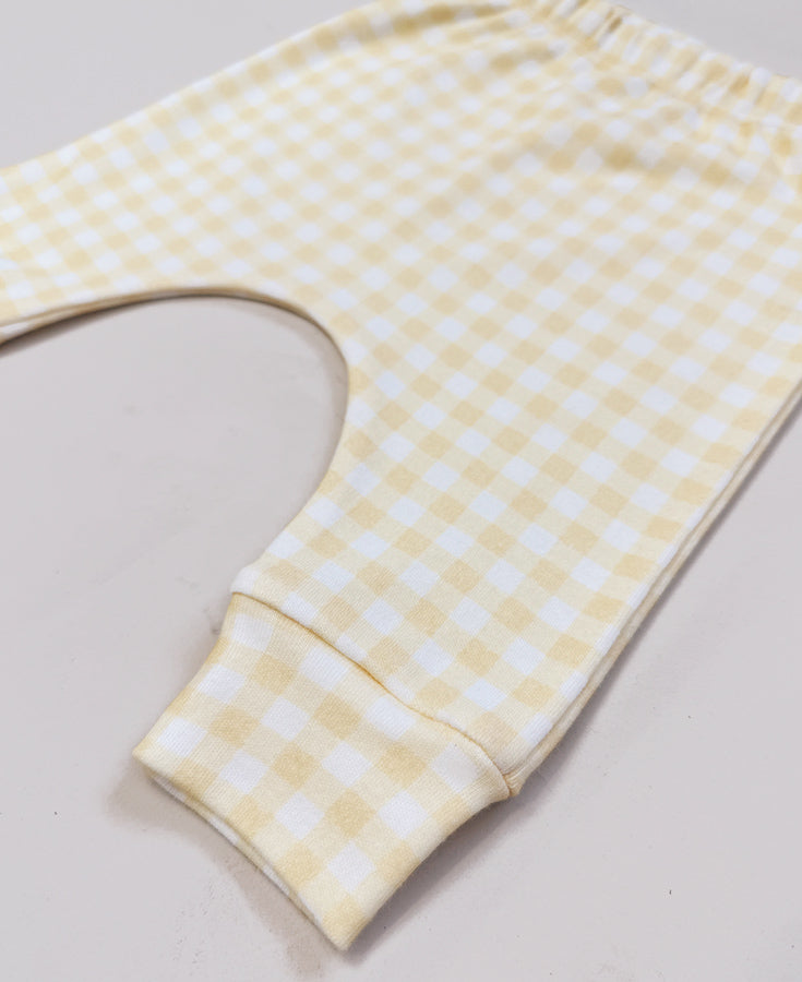 Calça de Bebê Harém Unissex | Vichy Amarelo