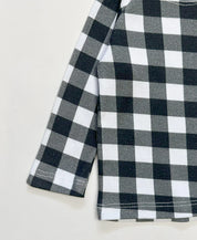 Camiseta Infantil de Inverno Manga Longa Unissex Raglan | Vichy Preto