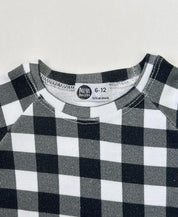 Camiseta Infantil de Inverno Manga Longa Unissex Raglan | Vichy Preto