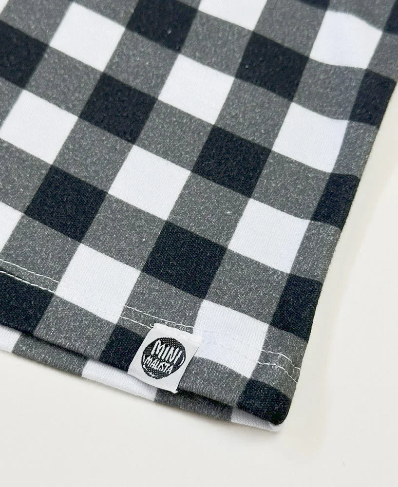 Camiseta Infantil de Inverno Manga Longa Unissex Raglan | Vichy Preto