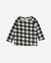Camiseta Infantil de Inverno Manga Longa Unissex Raglan | Vichy Preto