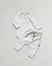 Conjunto Body Manga Longa e Calça Bebê | Liso Branco Off
