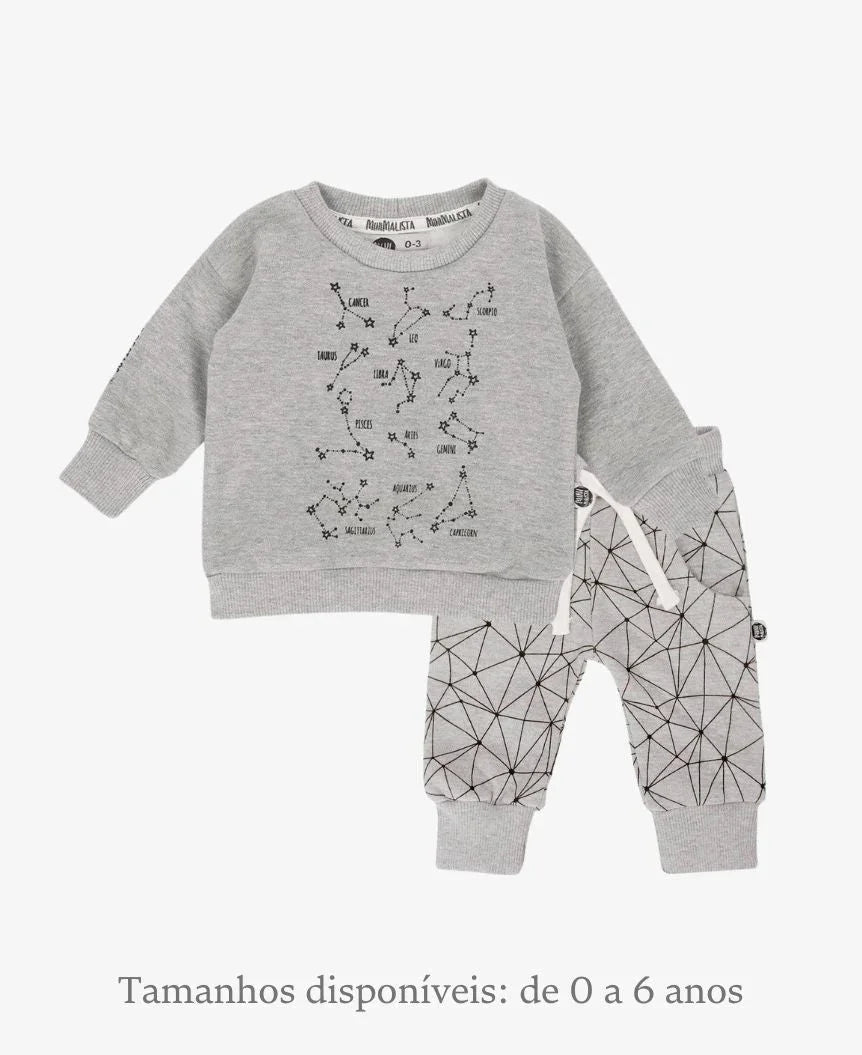 Conjunto de Moletom Infantil Peluciado | Constellation e Satellite Mescla
