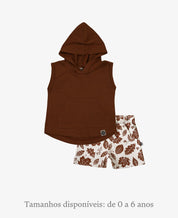 Conjunto Regata Capuz e Bermuda Infantil Menino | Marrom Oak e Fall