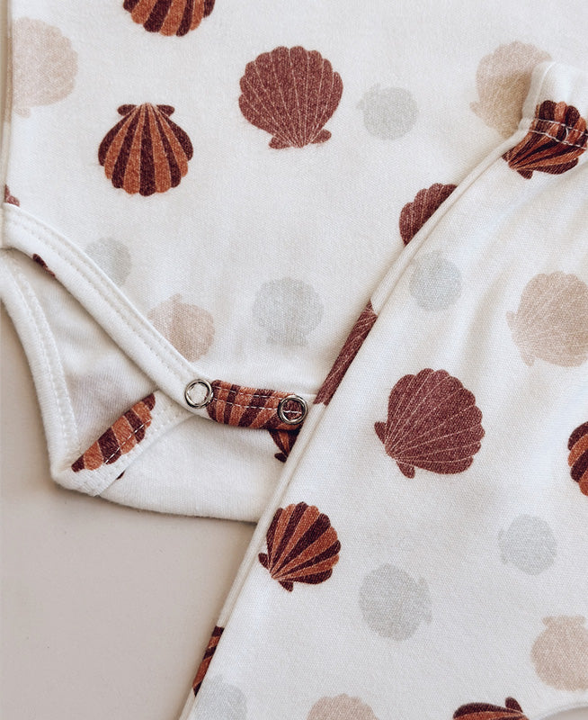 Conjunto Body Manga Curta e Calça Bebê Unissex | Seashell