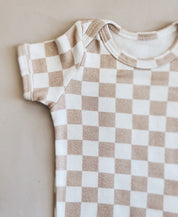 Conjunto Body Manga Curta e Calça Bebê Unissex | Racer Beige