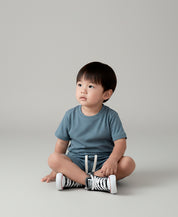 Conjunto Camiseta e Bermuda Infantil Menino | Liso Azul Retrô