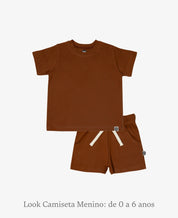 Conjunto Camiseta e Bermuda Infantil Menino | Liso Chocolate