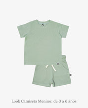 Conjunto Camiseta e Bermuda Infantil Menino | Liso Eucalipto