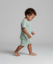 Conjunto Camiseta e Bermuda Infantil Menino | Liso Eucalipto