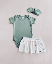 Conjunto Verão Bebê Menina Body e Saia | Sage e Blueberry
