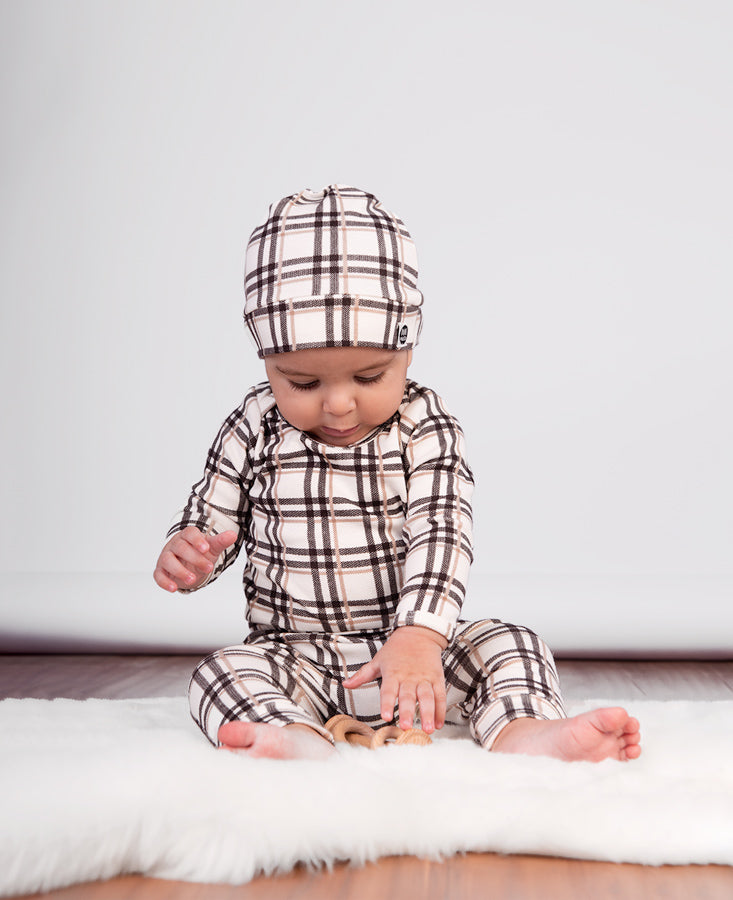 Conjunto Body Manga Longa e Calça Bebê | Xadrez Plaid