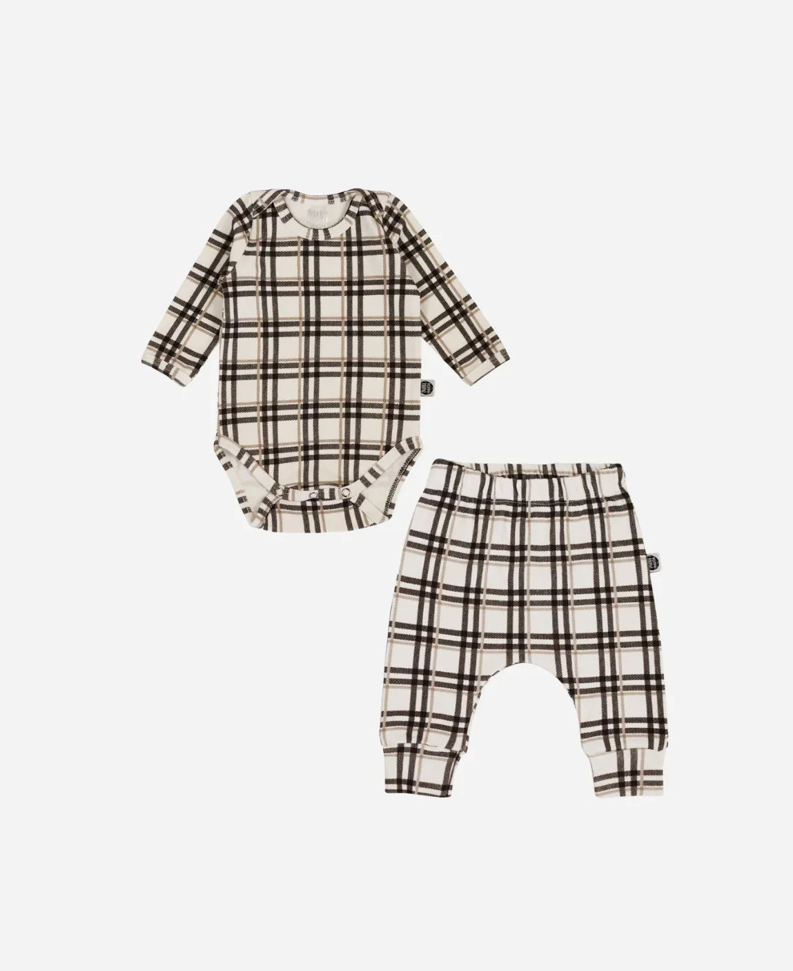 Conjunto Body Manga Longa e Calça Bebê | Xadrez Plaid