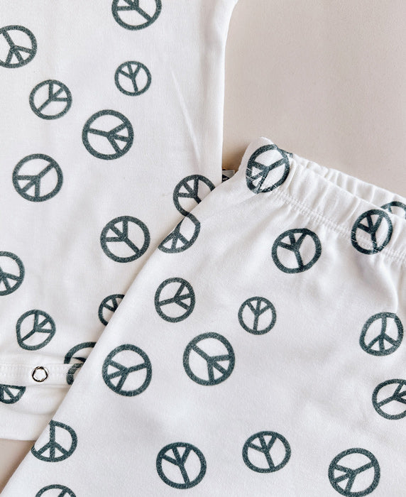 Conjunto Body Manga Curta e Calça Bebê Unissex | Peace and Love