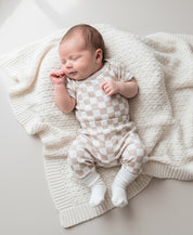 Conjunto Body Manga Curta e Calça Bebê Unissex | Racer Beige