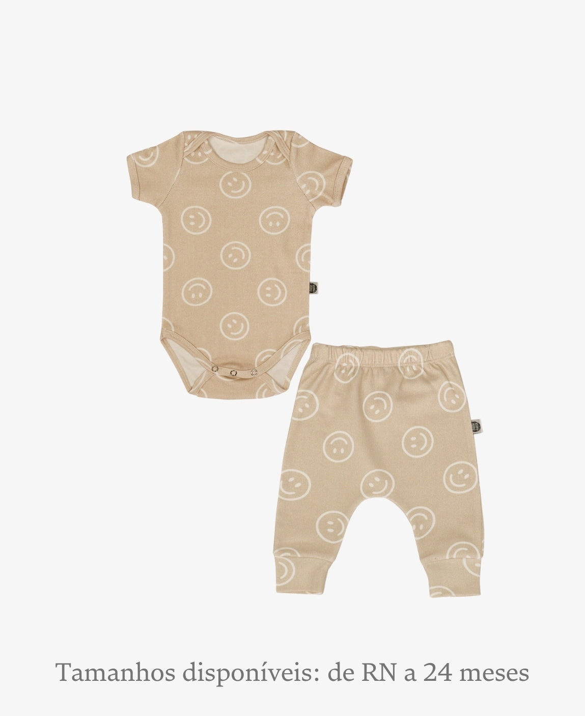 Conjunto Body Manga Curta e Calça Bebê Unissex | Smiley
