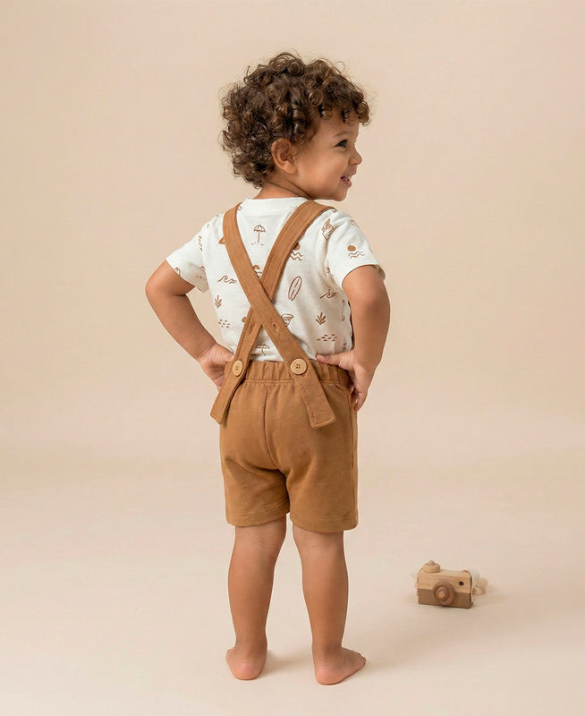 Conjunto Infantil Camiseta + Salopette Verão | Beach e Goldie