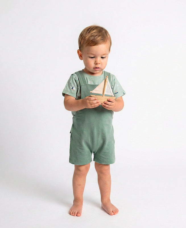 Conjunto Infantil Camiseta + Salopette Verão | Sage e Boats