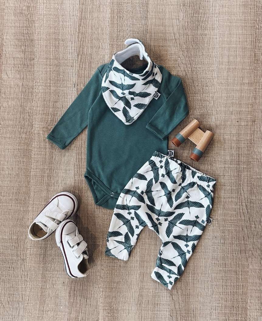 Conjunto Bebê Menino Calça + Body + Babador | Blue Flock