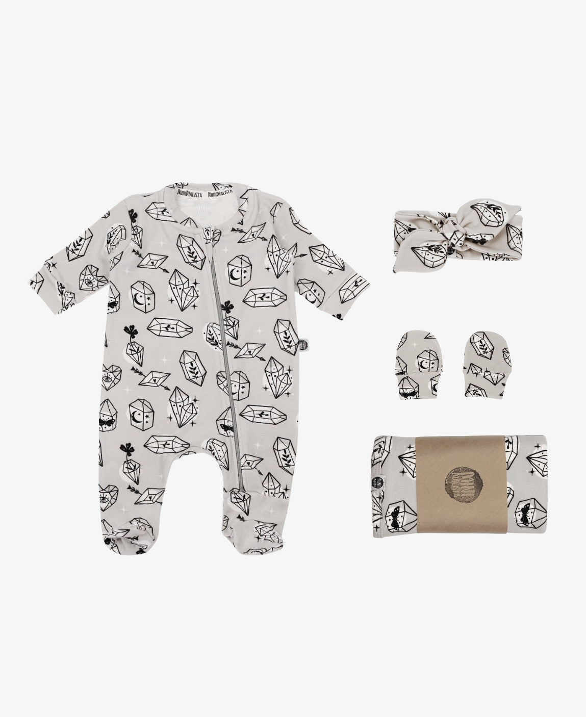 Kit Presente Saída de Maternidade Bebê 4 peças | Crystal - Com Caixa Presente