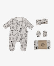 Kit Presente Saída de Maternidade Bebê 4 peças | Crystal - Com Caixa Presente