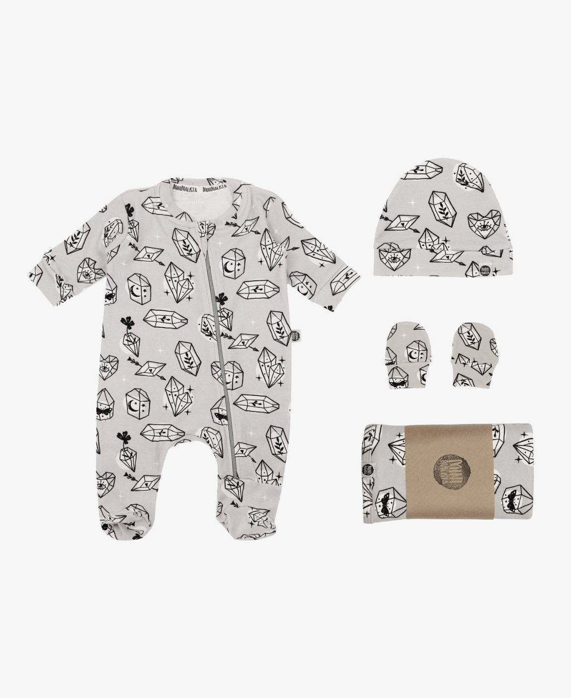 Kit Presente Saída de Maternidade Bebê 4 peças | Crystal - Com Caixa Presente