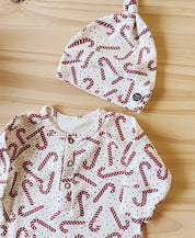 Conjunto Saída de Maternidade Meu Primeiro Natal - 4 Peças | Candy Cane - Com Caixa Presente