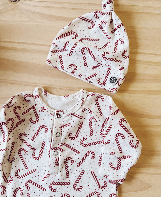 Conjunto Saída de Maternidade Meu Primeiro Natal - 4 Peças | Candy Cane - Com Caixa Presente