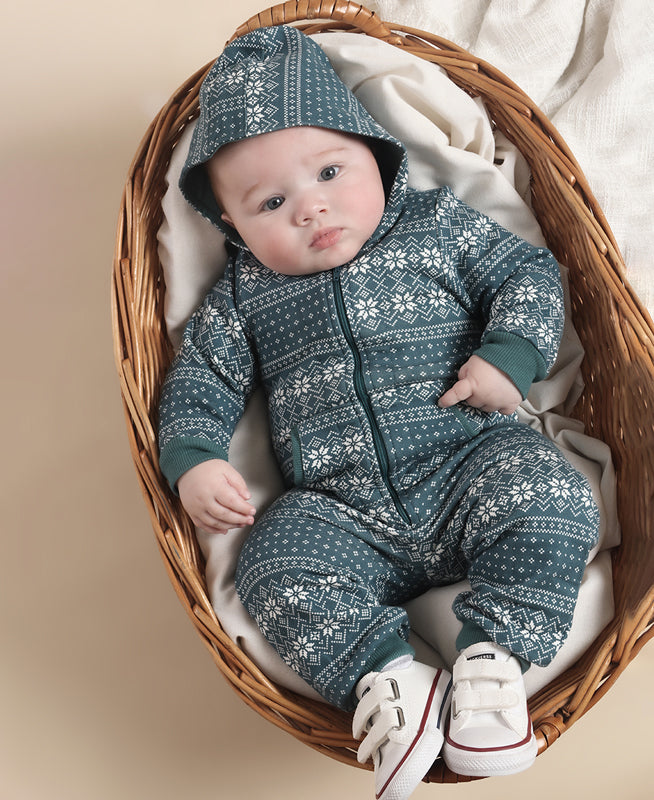 Macacão Bebê Capuz e Zíper Moletom | Sweater