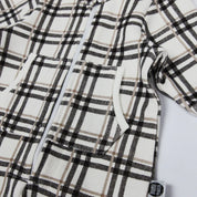 Macacão Bebê Capuz e Ziper Unissex Moletom Peluciado | Xadrez Plaid