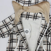 Macacão Bebê Capuz e Ziper Unissex Moletom Peluciado | Xadrez Plaid