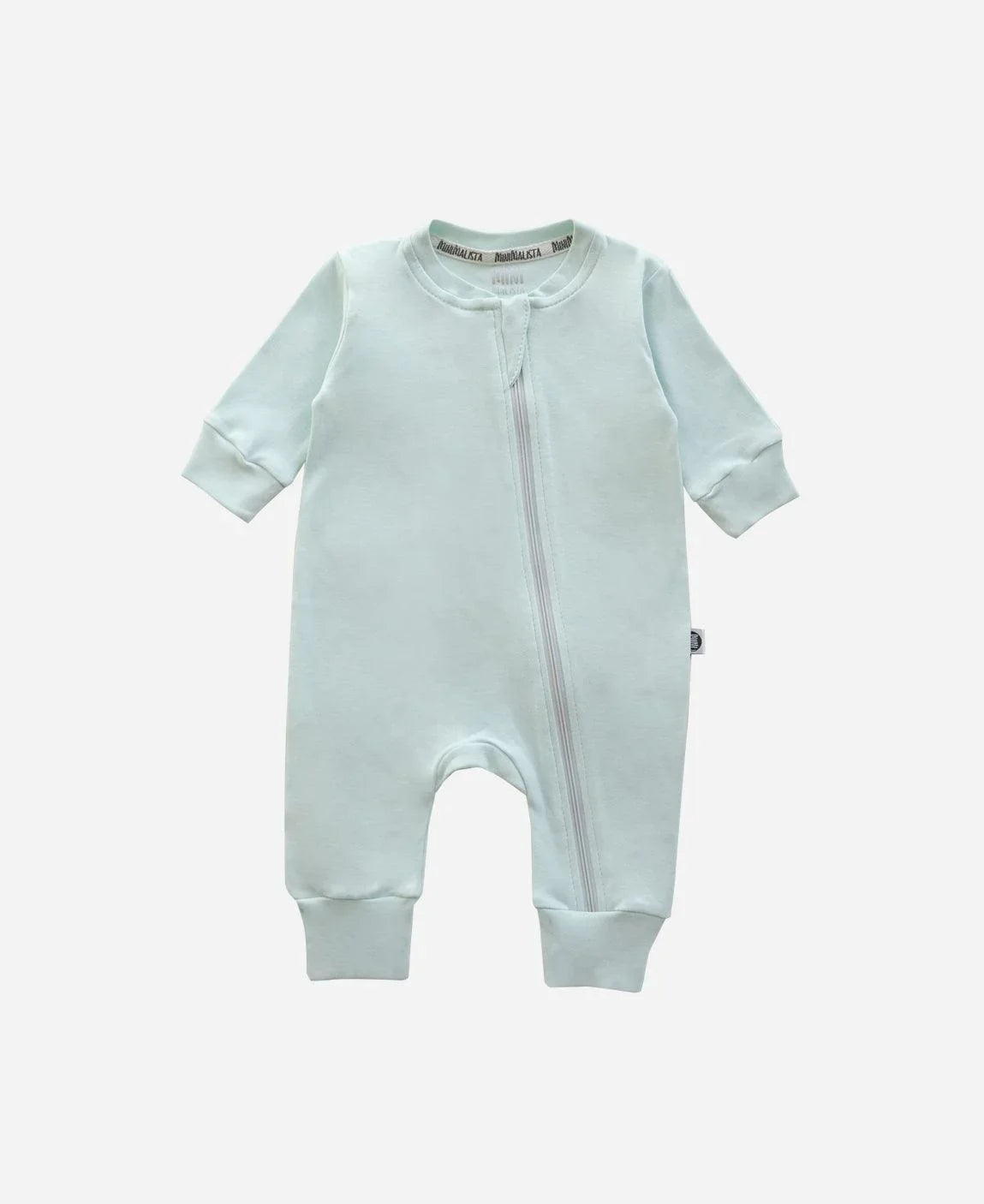 Macacão de Bebê Ziper com opção de Pezinho | Liso Mint