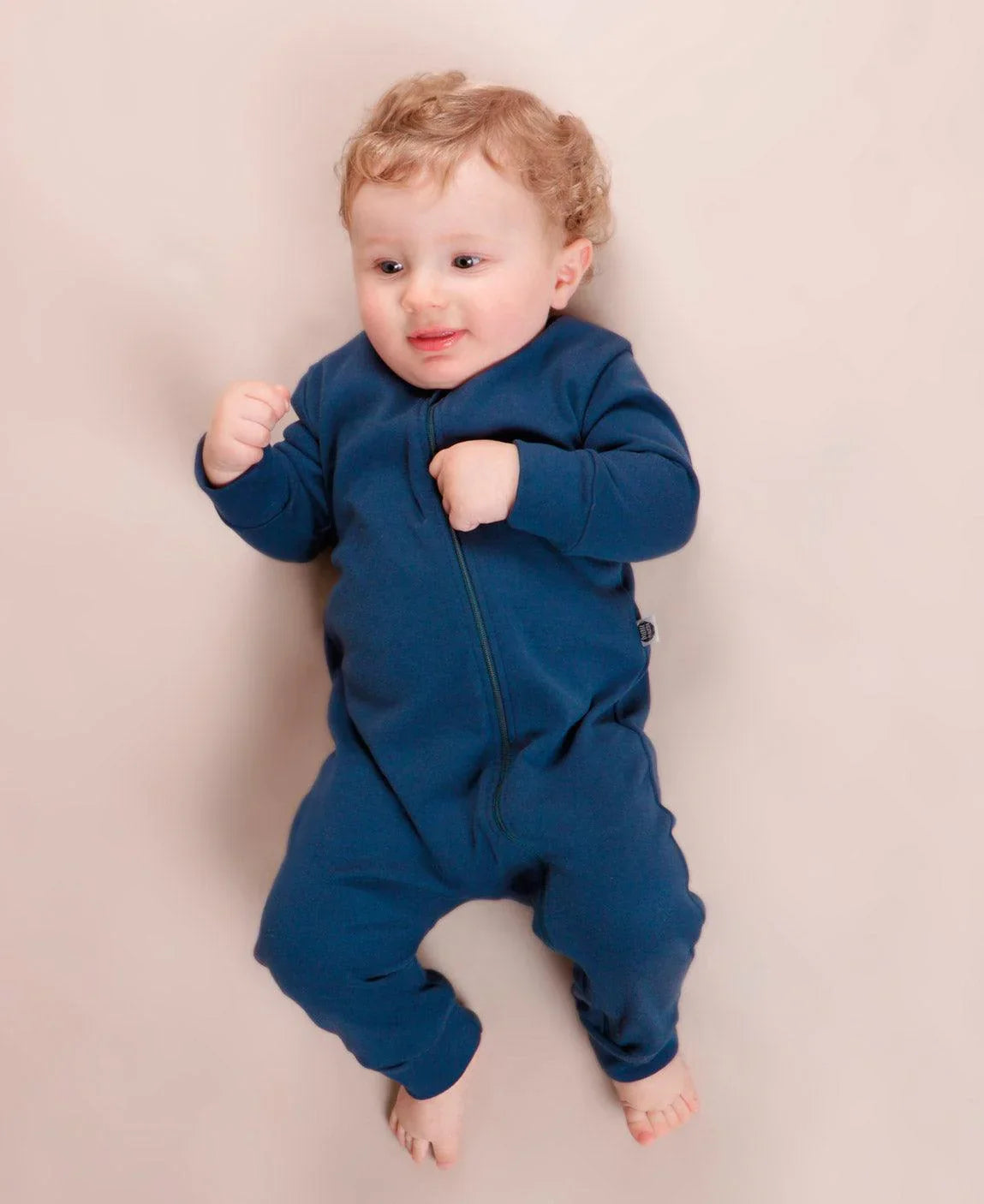 Macacão de Bebê Ziper com opção de Pezinho | Liso Azul Sky