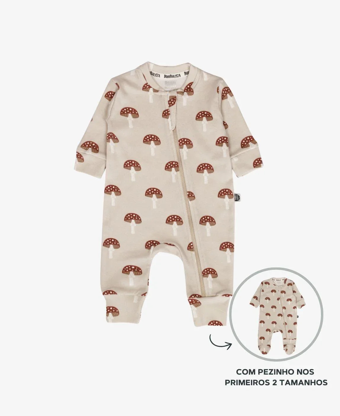 Macacão de Bebê Ziper com opção de Pezinho | Mushi
