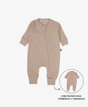 Macacão de Bebê Ziper com opção de Pezinho | Liso Cinnamon