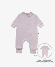 Macacão de Bebê Ziper com opção de Pezinho | Liso Lilac