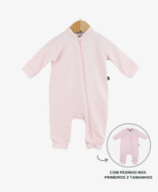 Macacão de Bebê Ziper com opção de Pezinho | Liso Rose Quartzo