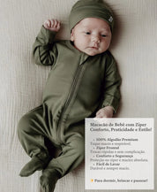 Macacão de Bebê Ziper com opção de Pezinho | Liso Jungle Green