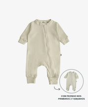 Macacão de Bebê Ziper com opção de Pezinho | Liso Stone