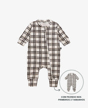 Macacão de Bebê Ziper com opção de Pezinho | Xadrez Plaid