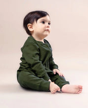 Macacão de Bebê Ziper com opção de Pezinho | Liso Jungle Green