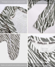 Macacão de Bebê Ziper com opção de Pezinho | Zebra