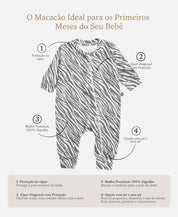 Macacão de Bebê Ziper com opção de Pezinho | Zebra