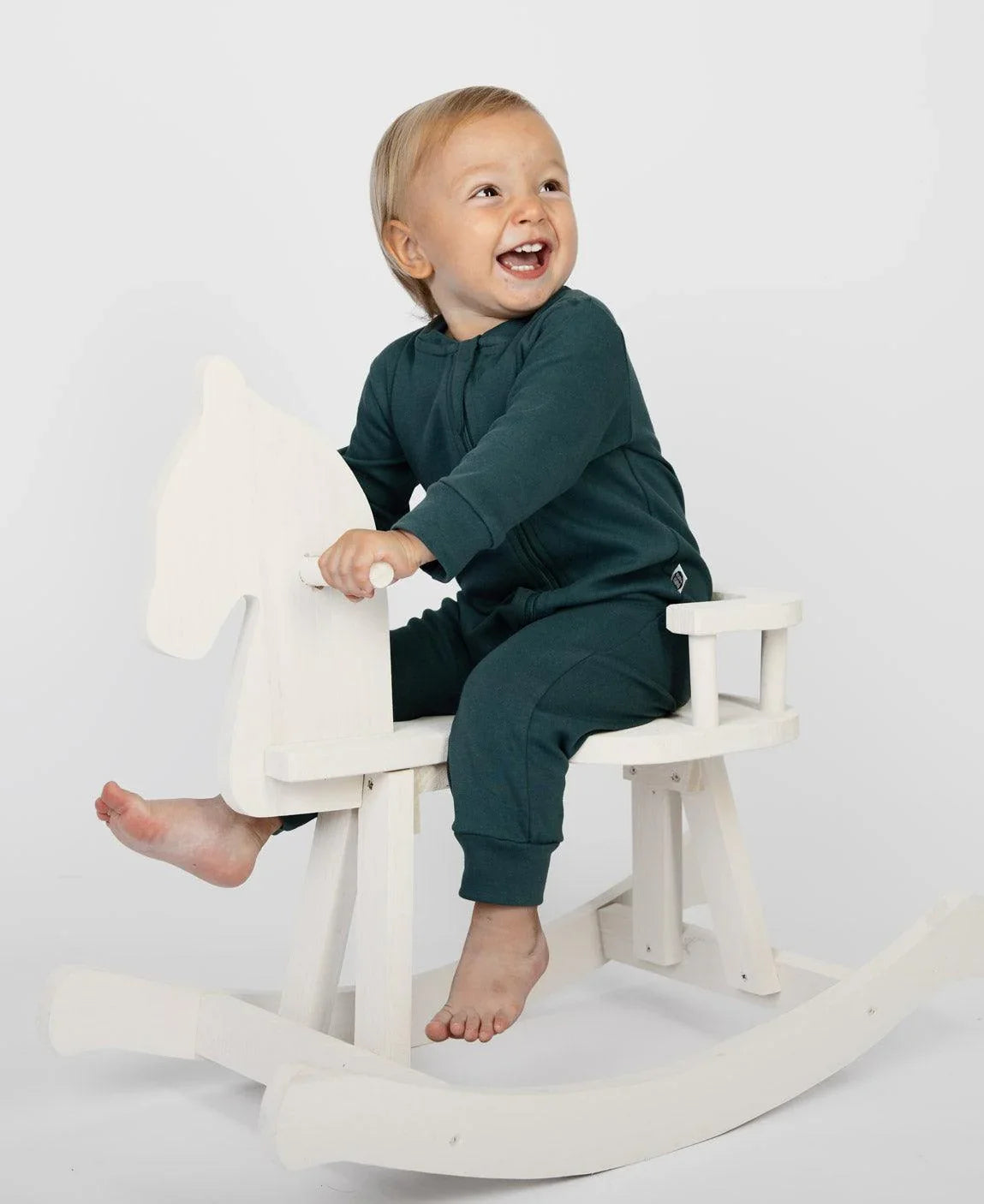 Macacão de Bebê Ziper com opção de Pezinho | Liso Deep Green