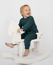 Macacão de Bebê Ziper com opção de Pezinho | Liso Deep Green